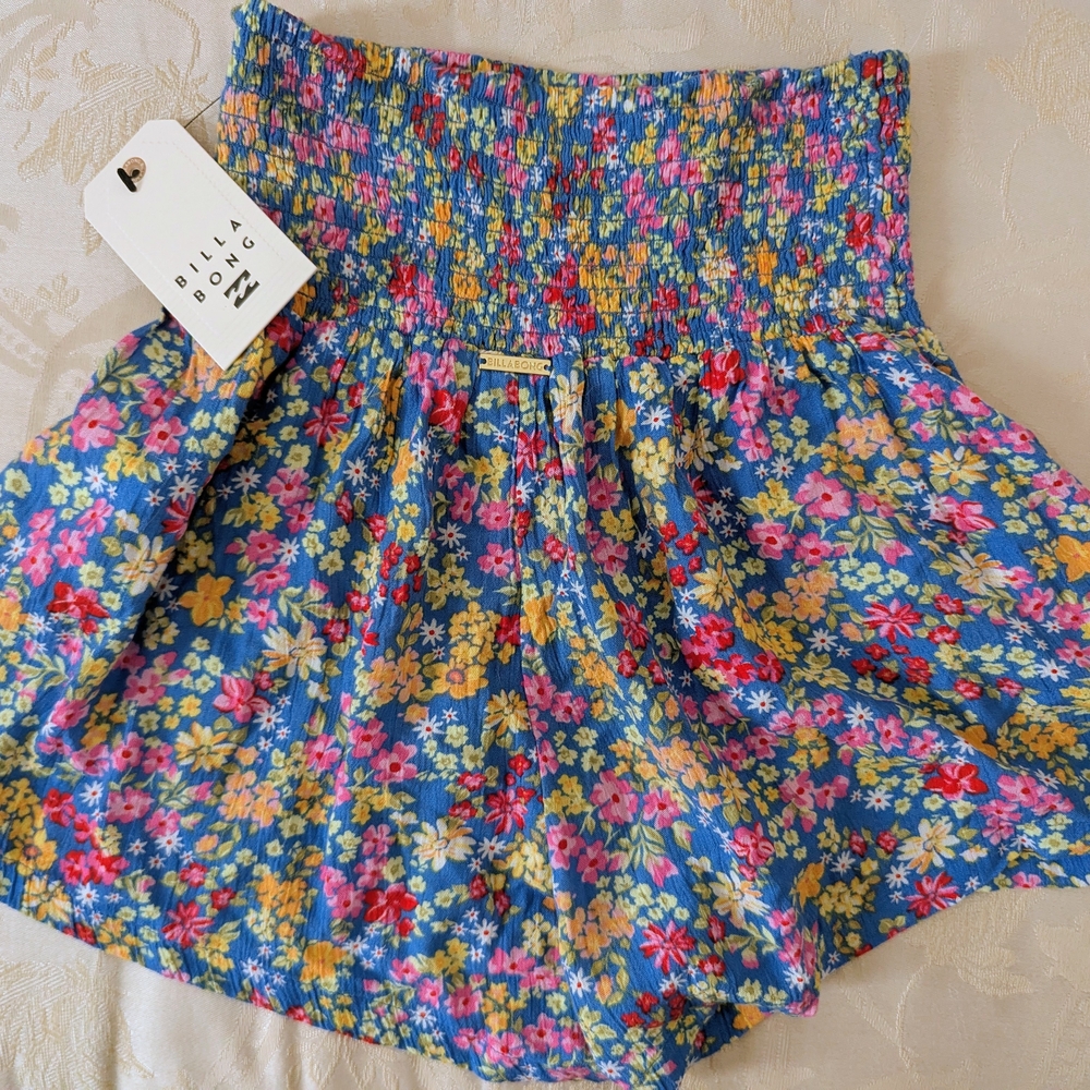 BILLABONG Women's All Day Fun Elastic Waist Shorts SeaSide Floral, Size XS - Picture 2 of 5